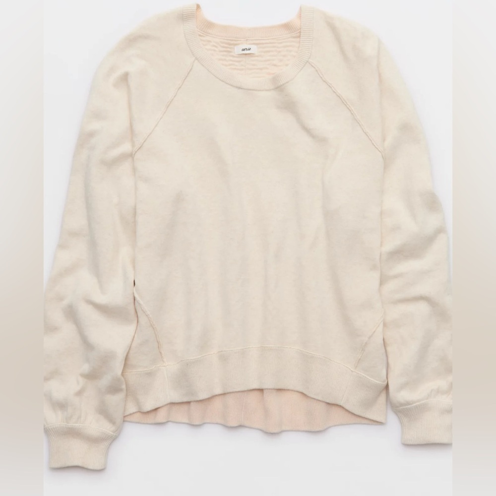 Aerie Lightweight Crewneck Sweatshirt Heather Frost XL NWT Pullover Loungewear - Picture 3 of 10